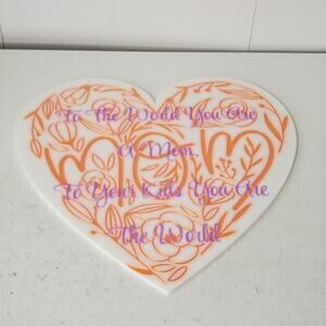 Heart Shaped Mom Plaque Sign Floral Decor Gift for Mother's Day Birthday